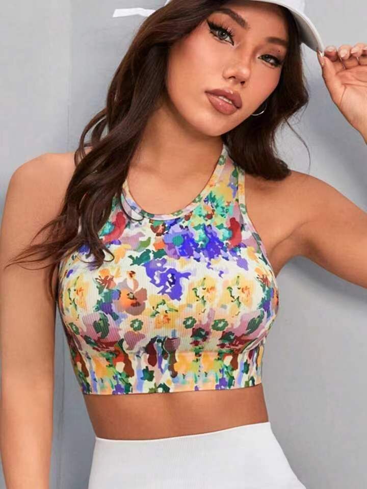 Reggiseno sportivo tie-dye senza cuciture per donna - Top da yoga ad alto impatto con tessuto traspirante e traspirante, design con schiena incrociata di supporto_voghion.com