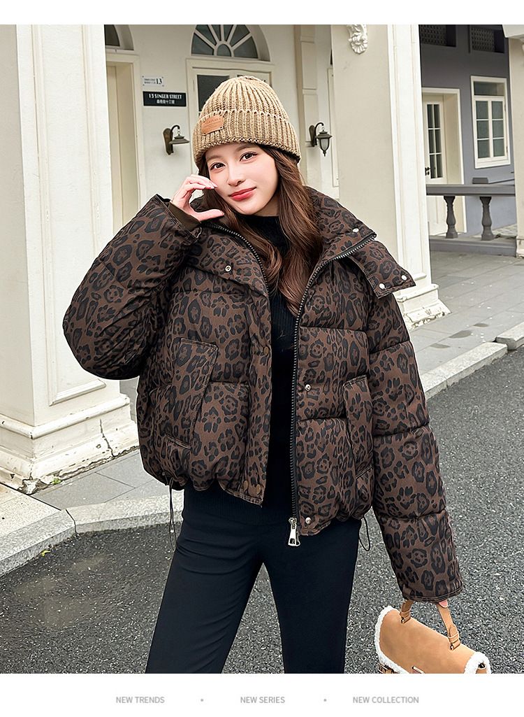 Women Parkas Coats Jackets Zipper Leopard Print Hooded Coat Stand Collar Y2k Streetwear Jacket Work Outerwear Autumn Winter_voghion.com