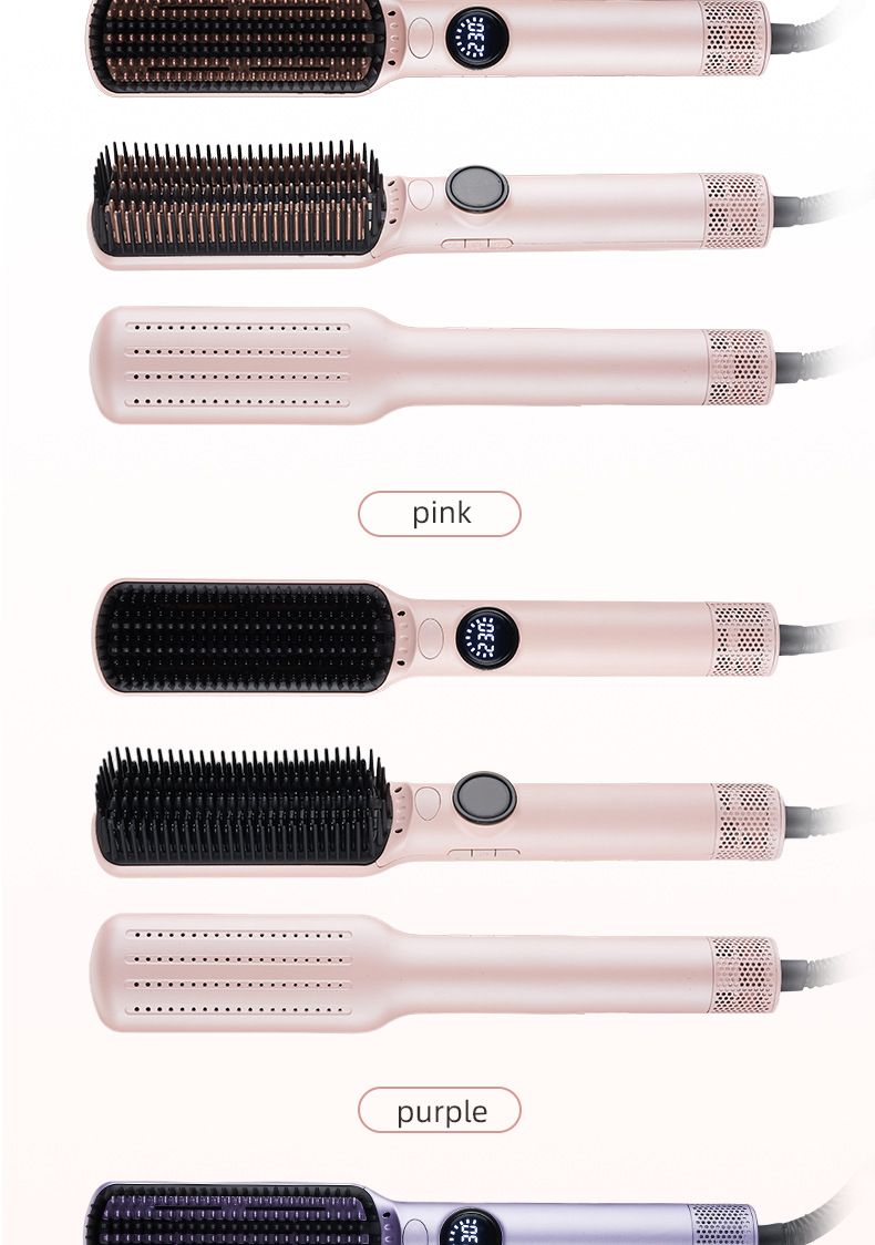 Volumenkamm mit Heiß- und Kaltluft, Glätteisen mit Verbrühungsschutz und LCD, 2-in-1-Haarstyling-Tool_voghion.com