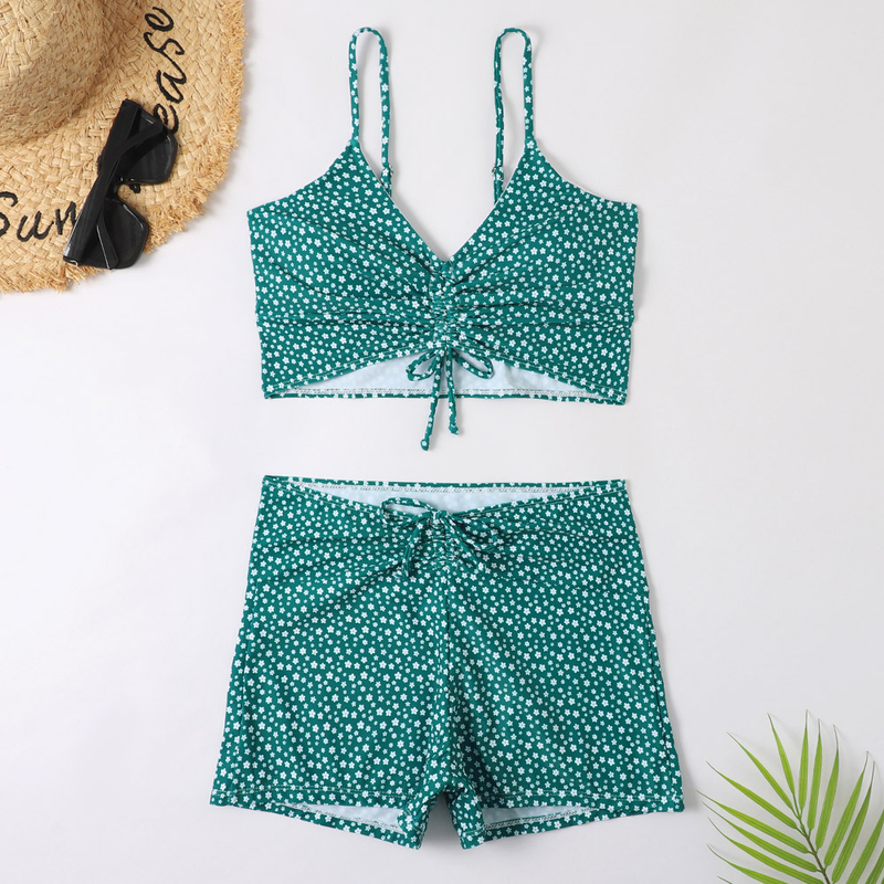 Maillot de bain fendu pour femme Boxer multicolore à imprimé conservateur_voghion.com