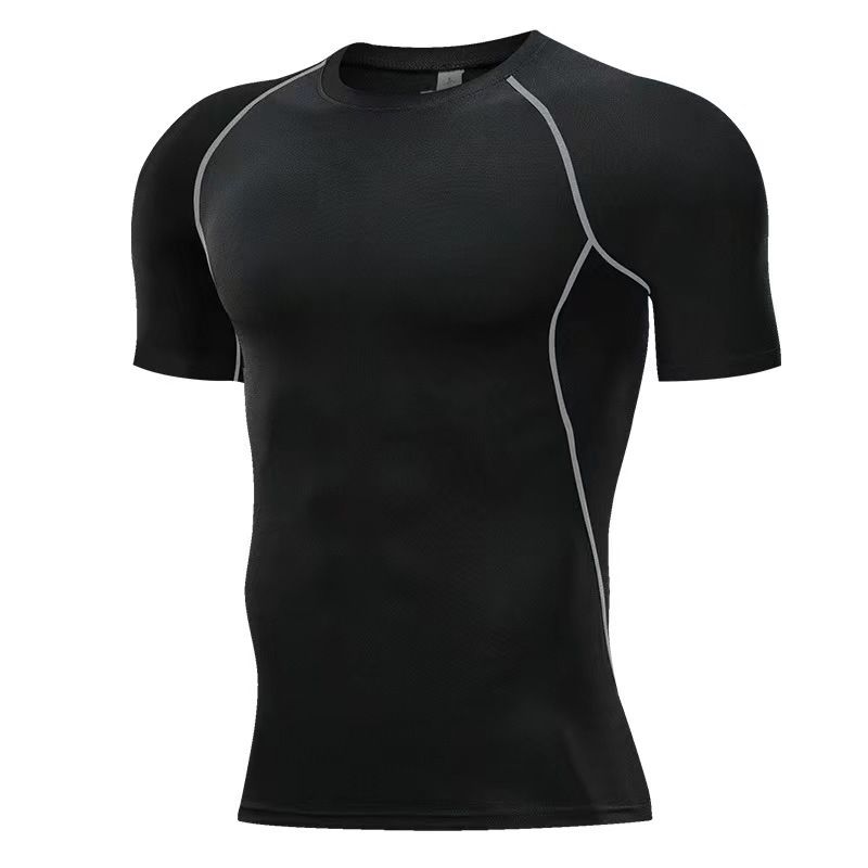 T-shirt de sport à manches courtes, vêtement de compression, de course, de basket-ball, d'entraînement, de gym, à séchage rapide_voghion.com