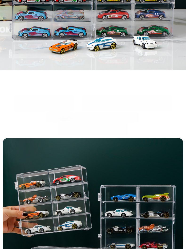 Hot Wheels Matchbox Tomeka Children's Toy Car Model Storage Box 1:64 Car Dustproof Multi-grid Storage Rack_voghion.com