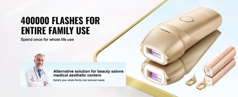 VEVOR IPL Hair Removal, Permanent Hair Removal With Ice Cooling System For Women Men, Auto/Manual Modes & 5 Levels, Painless At-Home Hair Removal Device For Legs, Arms, Armpits, Bikini Line_voghion.com