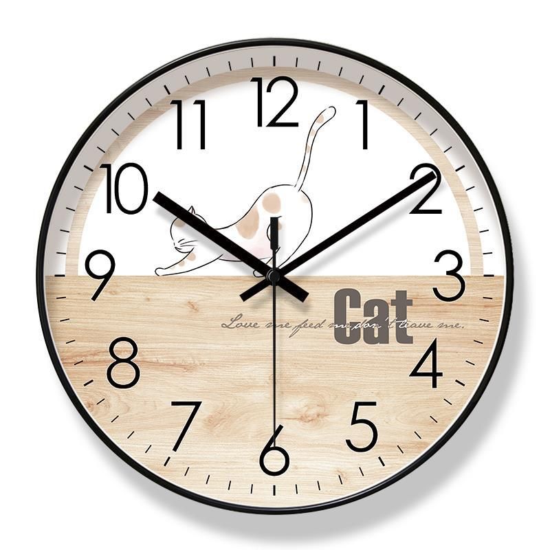 Yipula 8250 Cartoon Cat Wall Living Room Simple Kitten Silent Sweep Second Quartz Clock_voghion.com