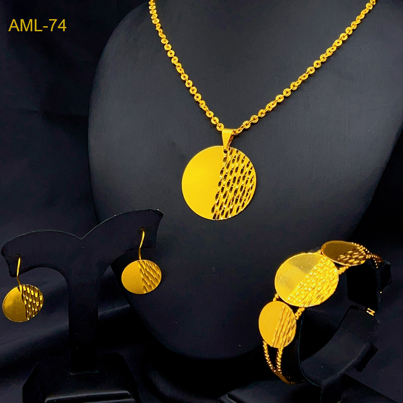 Gold plated coin bracelet ring necklace set ornaments_voghion.com