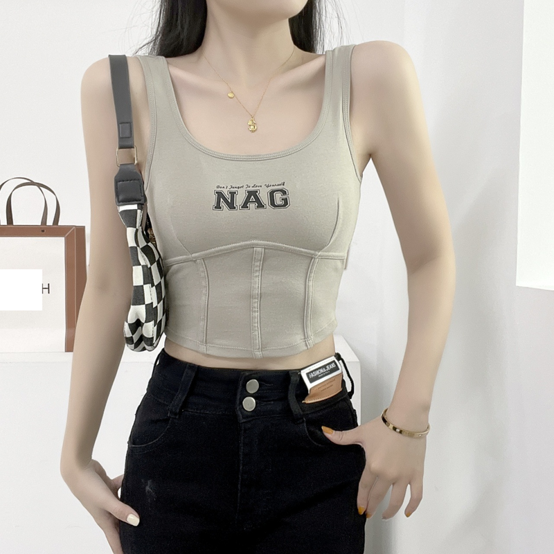 Nuova biancheria intima estiva da donna per ragazza calda in puro cotone con gilet a canotta integrato con imbottitura sul petto da indossare per le donne _voghion.com