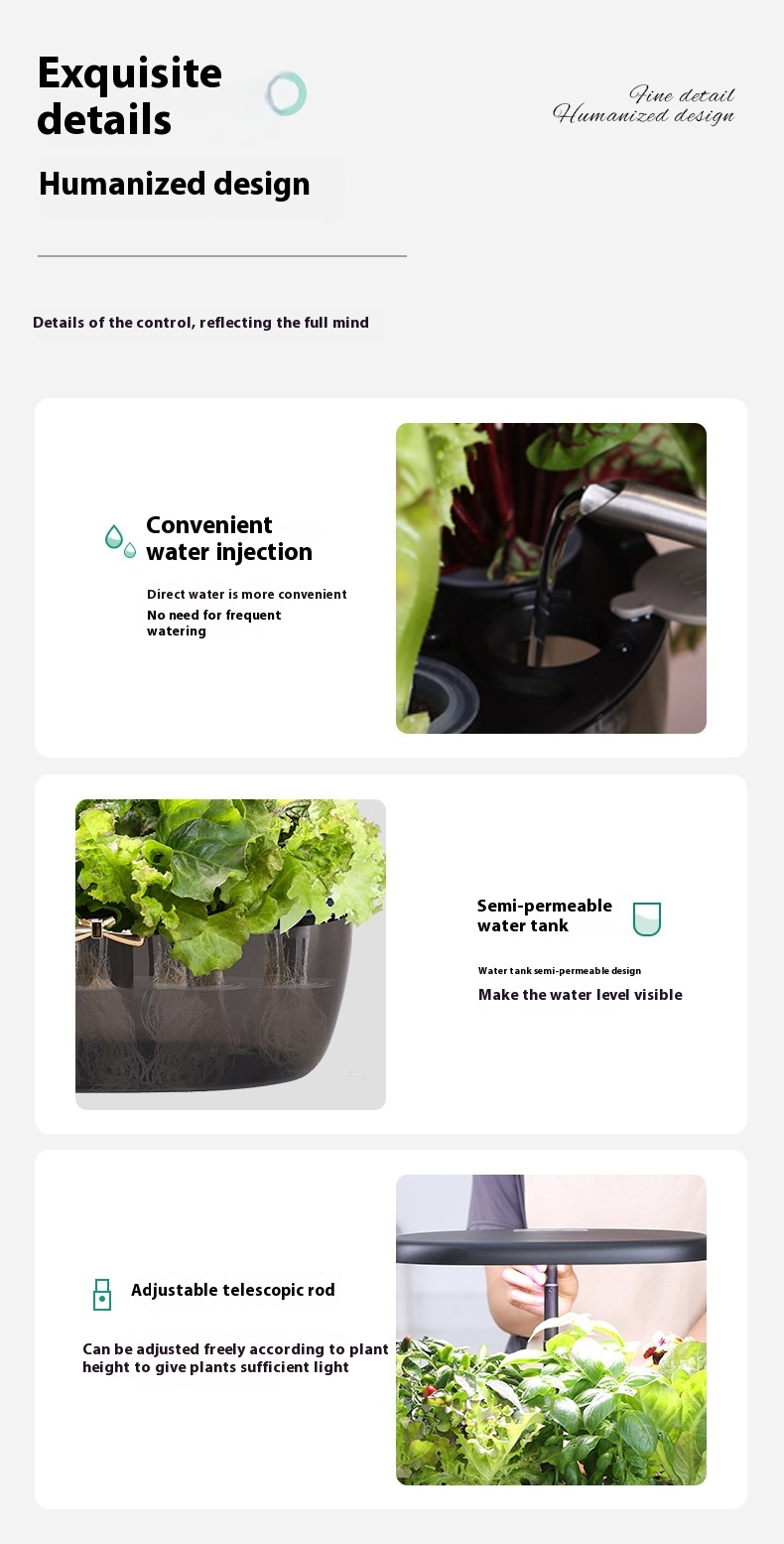 Macchina per piantagione idroponica intelligente, completamente automatica, per la coltivazione idroponica di ortaggi, senza suolo, per la piantagione di ortaggi, riempimento di luce_voghion.com