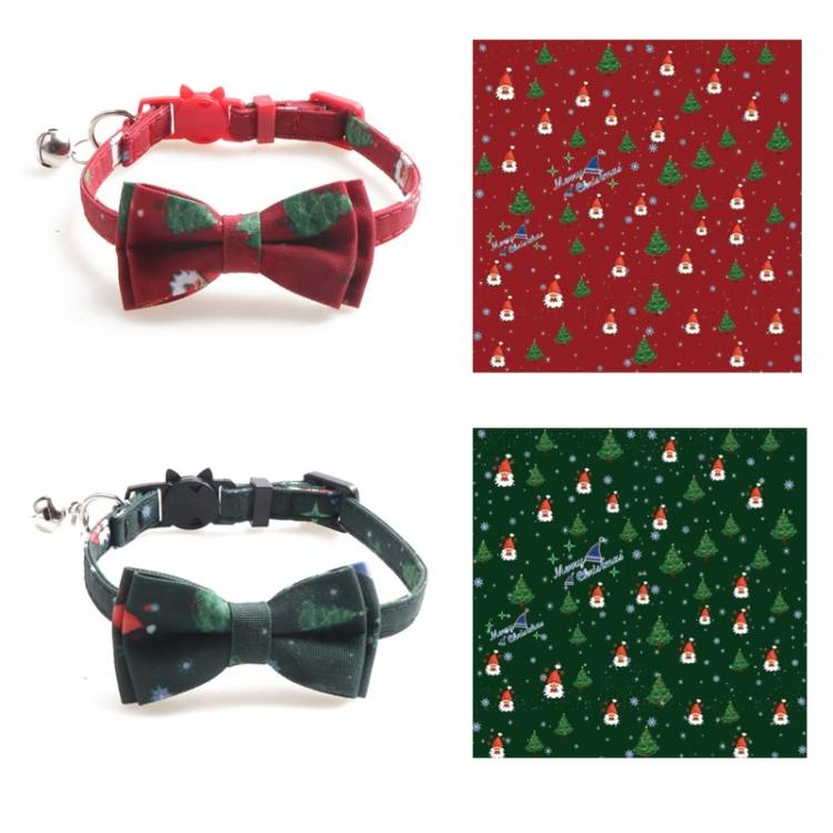 Christmas Snowman & Tree Pattern Pet Collar_voghion.com