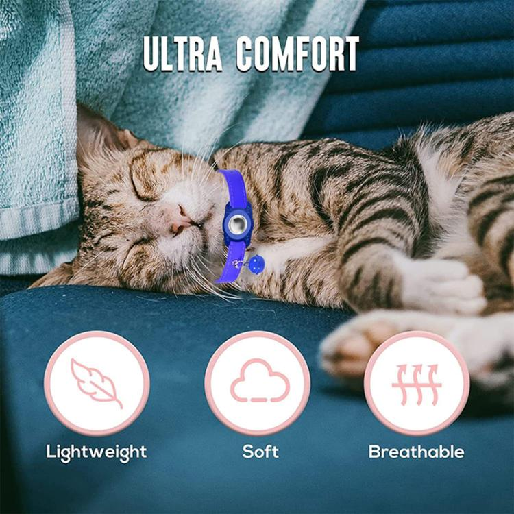 For AirTag Tracker Pet Leather Collar Anti Lost Cat Locator Collar_voghion.com