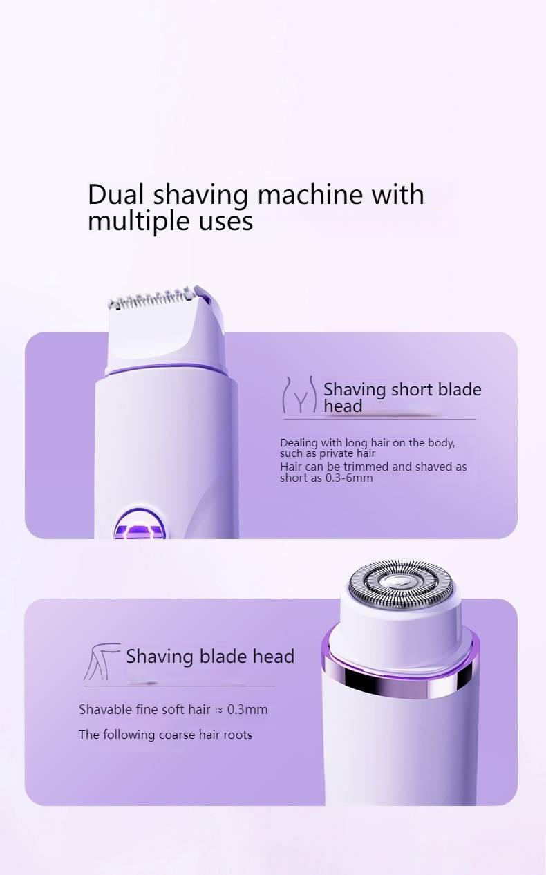 2-in-1 Electric Bikini Trimmer For Women - Painless Pubic Hair Shaver With 3D Floating Heads, USB Rechargeable, Waterproof & Cordless For Legs_voghion.com