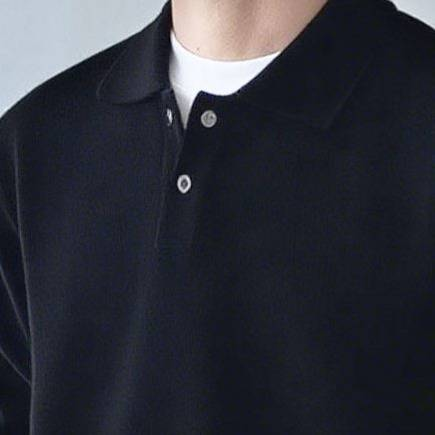Pull polo en maille inspirée pour homme – Pull respirant à col boutonné (noir/beige/gris/marron)_voghion.com