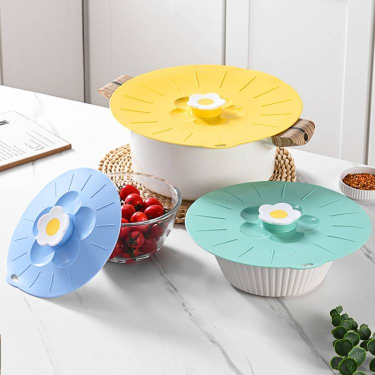 Coperchio antipolvere per alimenti in silicone con motivo a fiori carini_voghion.com