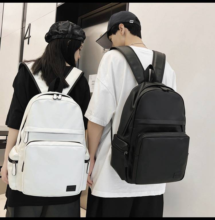 Zaino alla moda in pelle PU, borsa per computer, zaino scolastico di grande capacità, zaino semplice e casual da uomo_voghion.com