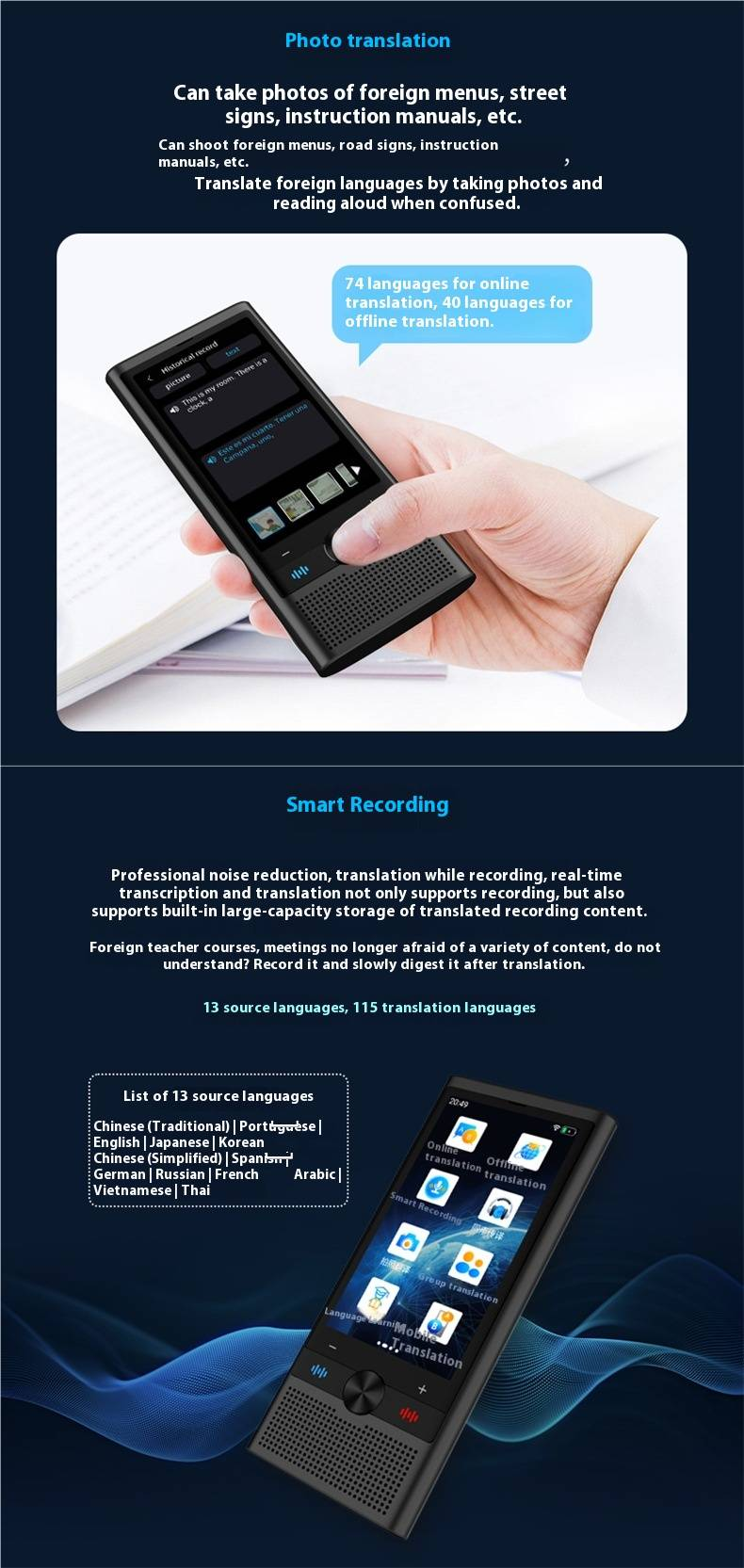 AI Translator Device - Real-Time Voice Interpreter With Offline Mode For English, Japanese, Korean, Vietnamese & Cantonese_voghion.com