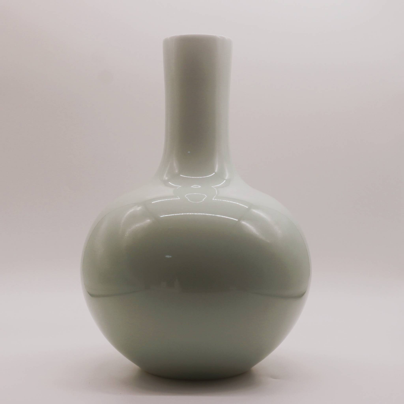 Vaso moderno in ceramica a forma di globo, bianco, design a collo lungo, forma rotonda, decorativo_voghion.com