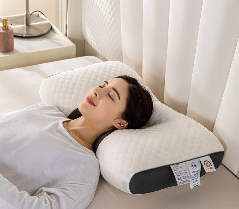 Coussin de soutien cervical réglable avec effet massant et rafraîchissant - Coussin lavable en coton tricoté pour adultes, maison, hôtel, voyage_voghion.com