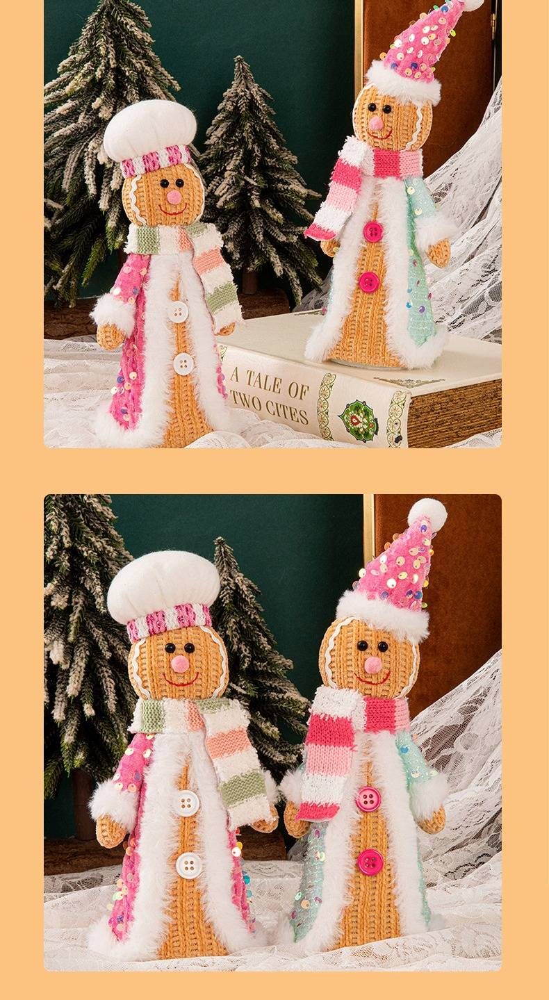 Ornement de Noël vintage représentant un bonhomme en pain d'épice debout - Décoration festive pour les fêtes, la maison et le bureau_voghion.com