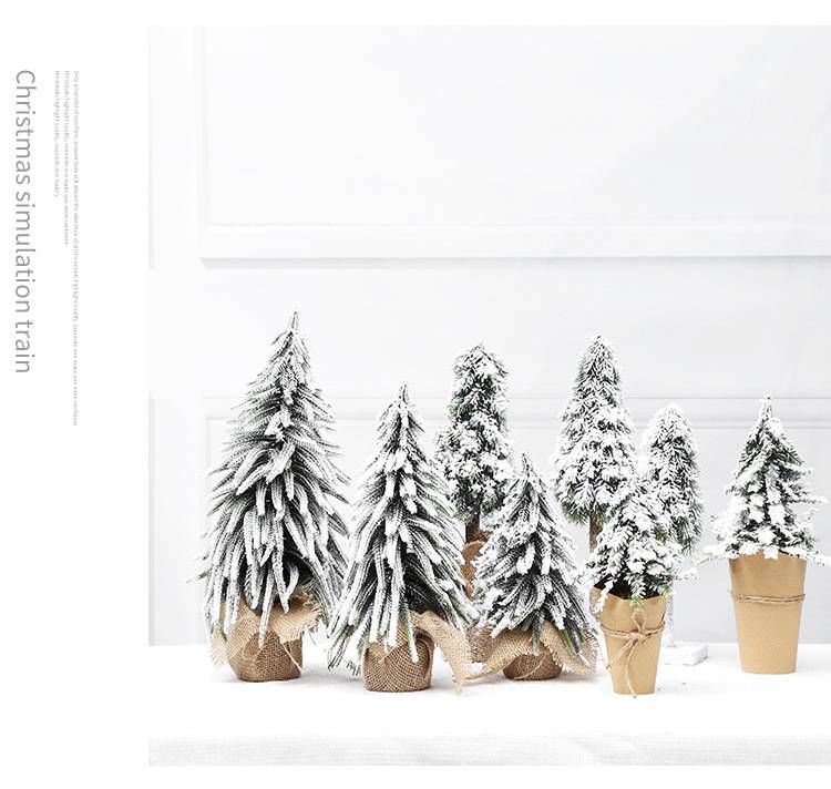Flocked Snowfall Christmas Tree – Mini Desktop Decor With Realistic PE Snow Effect For Home & Retail Displays (Multiple Sizes & Styles)_voghion.com
