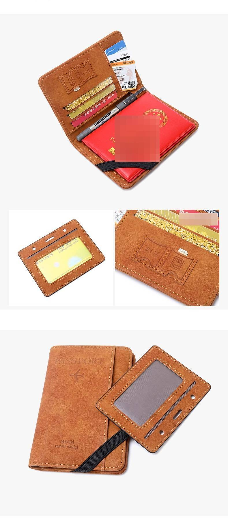 Light Luxury RFID Blocking Passport Holder - Slim Travel Wallet For Men & Women With Vaccine Card Slot, Secure PU Leather Document Organizer_voghion.com