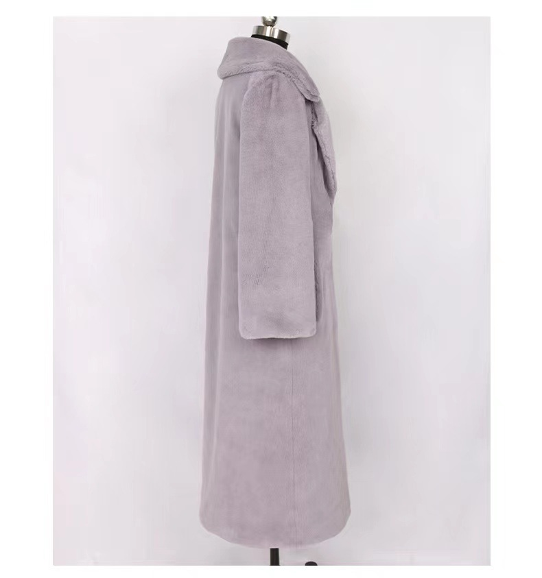 Damenmode-Anzugkragen-Langarmmantel aus Rex-Kaninchenfellimitat_voghion.com