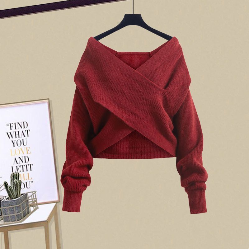 Inspired Women's Autumn Winter Knitwear Set - Oversized Sweater & Slimming Midi Skirt (Available In 4 Elegant Color Combinations)_voghion.com