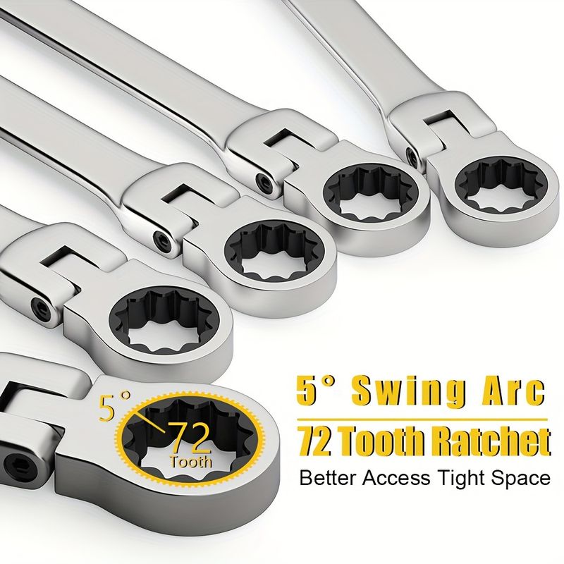 5-teiliges Ratschenschlüssel-Set aus Chrom-Vanadium-Stahl mit flexiblem Kopf, metrischer Ringmaulschlüssel-Schlüsselsatz, Hardware-Handwerkzeug_voghion.com