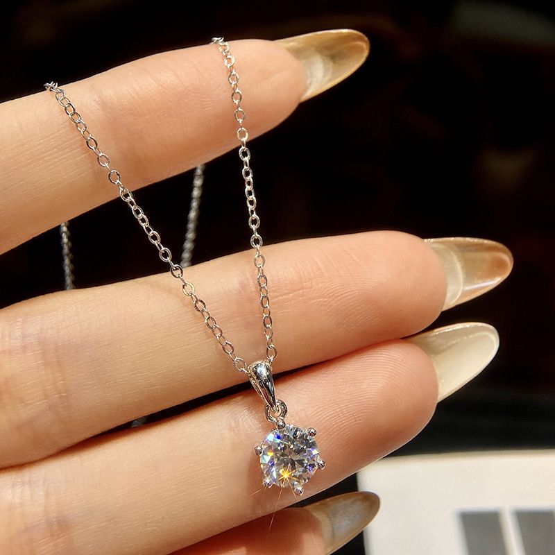 Collana con Moissanite Certificata GRA di Moda, Colore D, Diamante da Laboratorio, Vero Argento Sterling, Ciondolo a Sei Punte, Gioielleria Pregiata per Donna_voghion.com