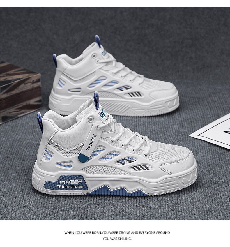 Zapatos Air Force One para hombre, zapatillas de deporte de caña alta de marca de moda popular, nuevo estilo de primavera, zapatos deportivos casuales transpirables de malla, zapatos blancos_voghion.com