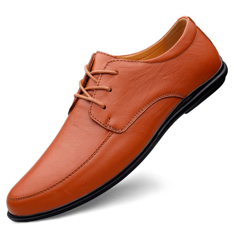 Business British Style Casual Soft Sole Non-Slip Breathable Leather Men's Work Shoes_voghion.com
