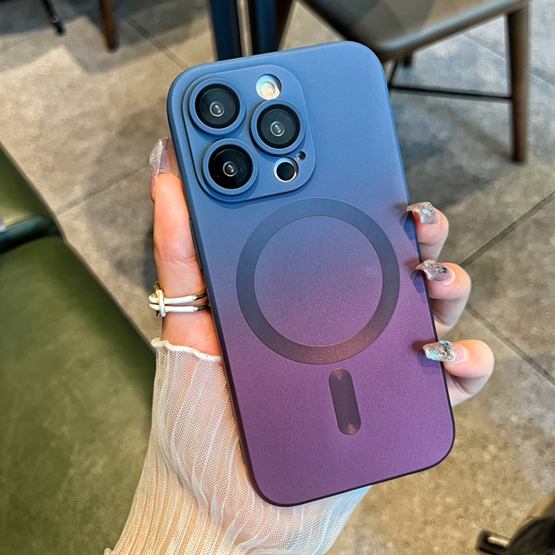 Luxus für Magsafe Gradient Silikon Mehrfarbige stoßfeste Hülle für iPhone 14 13 12 11 Pro Max Plus Wireless Charging Cover_voghion.com