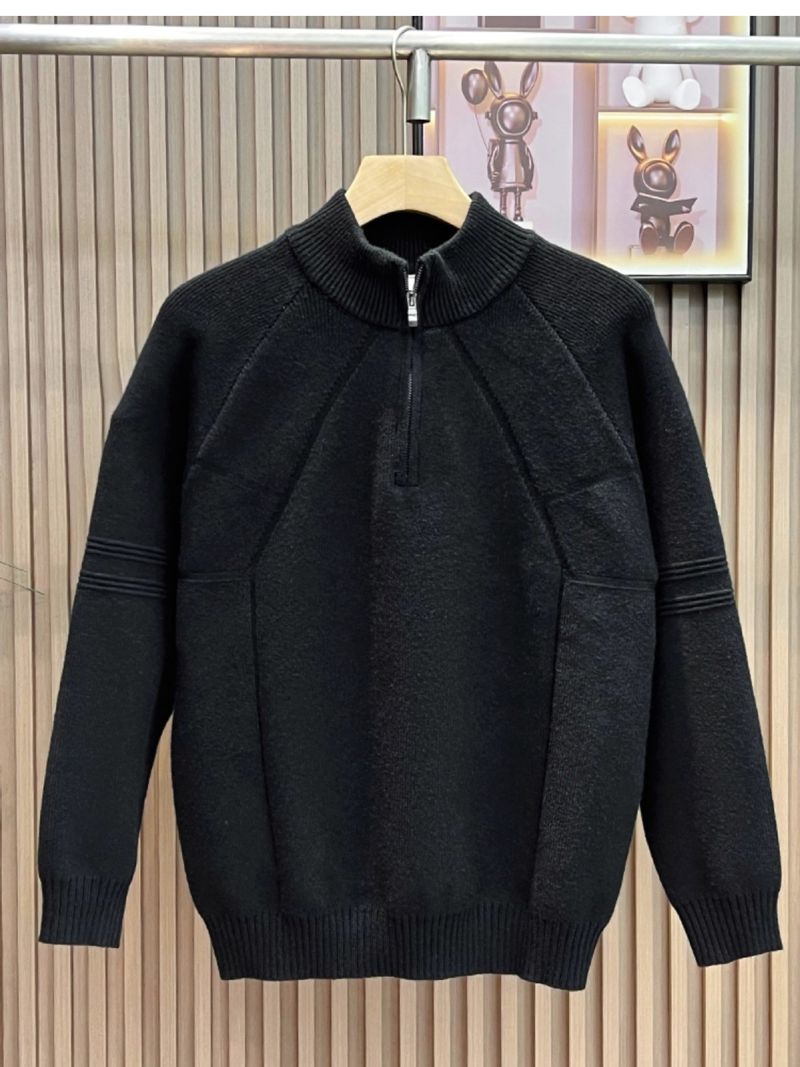 Pullover mit halbem Reißverschluss für Herren, vielseitiges Strickoberteil, Oberbekleidung für Herbst und Winter, halber Rollkragen, Business-Stil_voghion.com