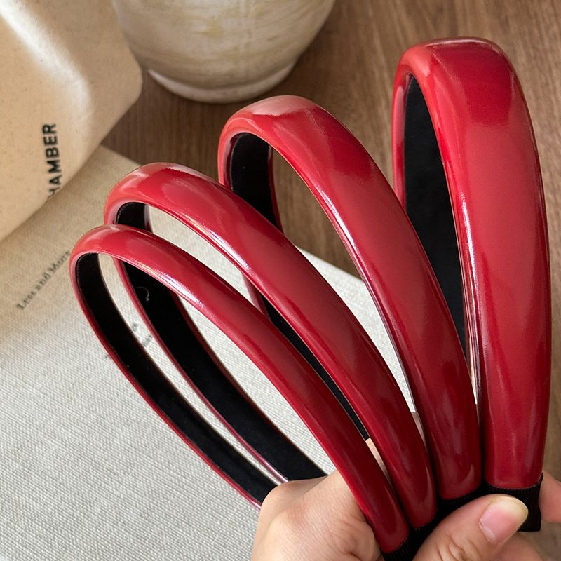 Red and White ~ Burgundy High-End Leather Headband for Women, High-End, Simple, Versatile Headband and Hair Accessory for Going Out_voghion.com