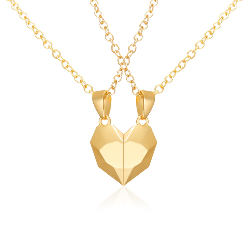 Personalized Design Wishing Stone Pendant Heartbreak Clavicle Chain, Heart Shaped Necklace Couple Love Magnet Necklace_voghion.com