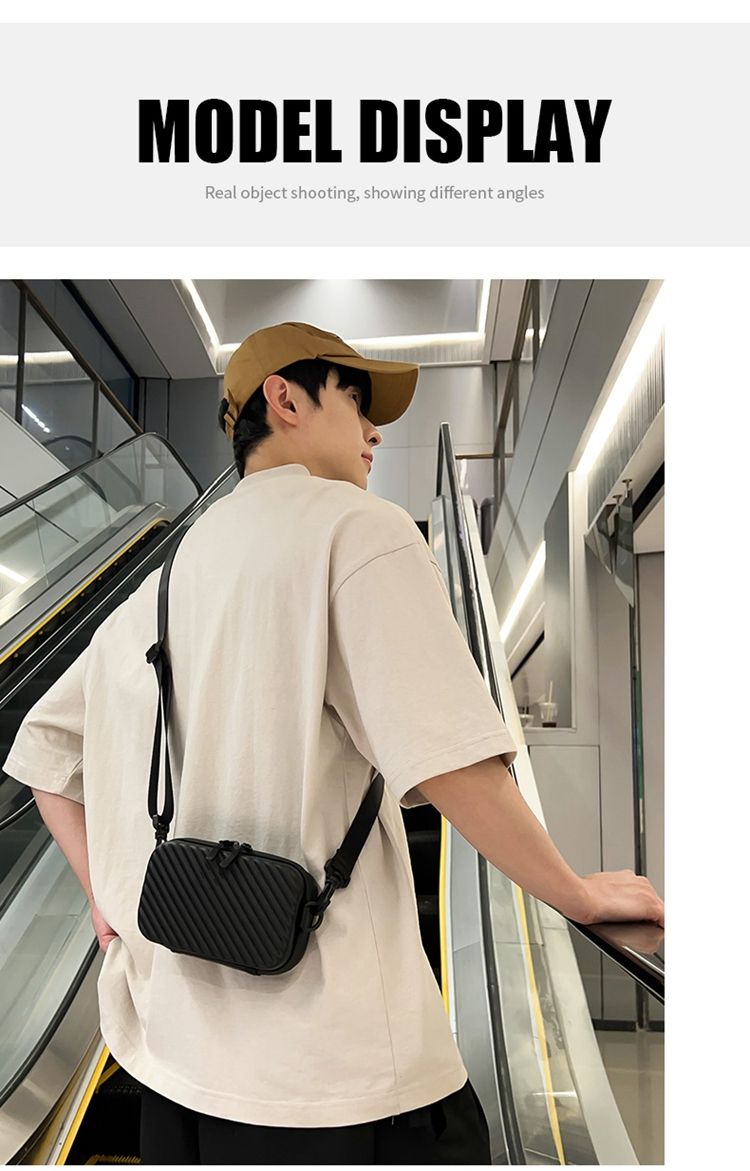 Bolso de mensajero para hombre de piel sintética suave con diseño de rayas diagonales, estilo unisex, sencillo y ligero, de VC_voghion.com