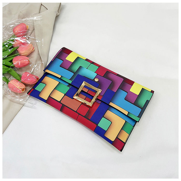 Rainbow Leisure Envelope Summer Fashionable And Personalized Women's Handheld Trendy Contrast Color Simple Casual_voghion.com