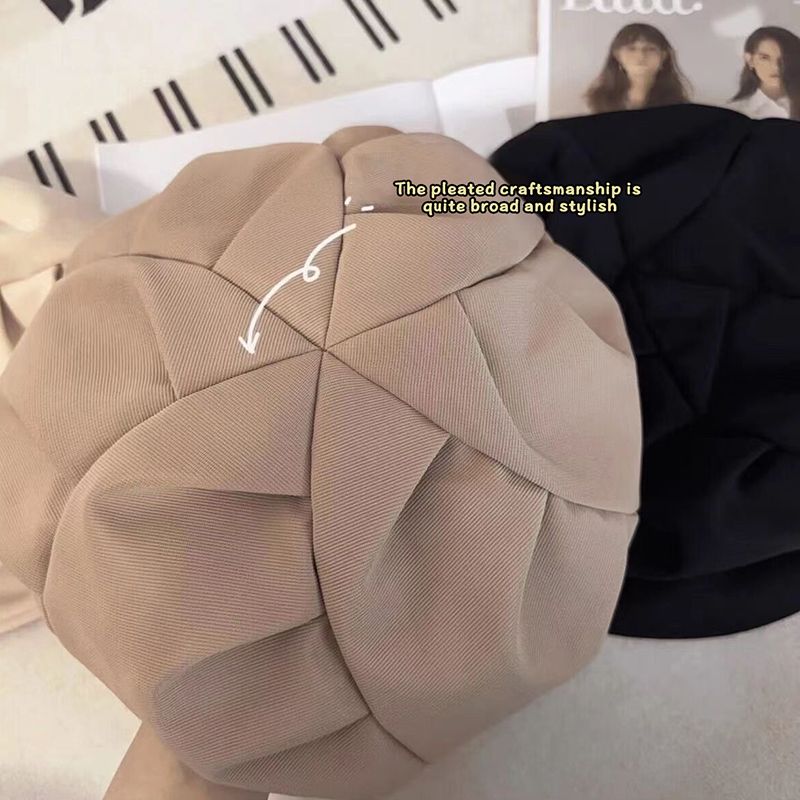 Moda Nuovo Berretto a pieghe per donna Lady Elegan Tinta unita Fla Top Ocagonale con visiera Semplice Sof Newsboy Painer Aris_voghion.com