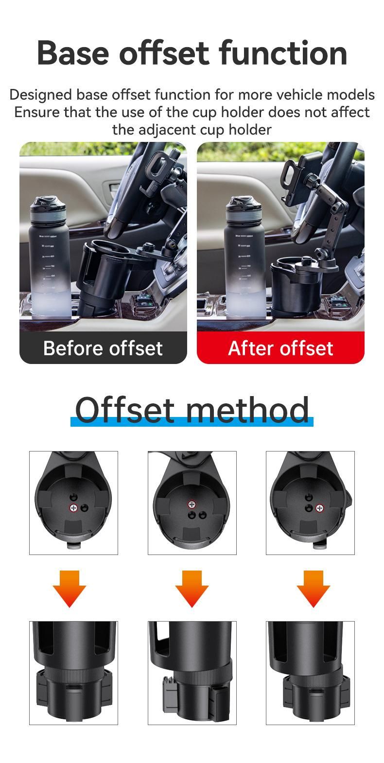 Auto-Getränkehalter-Expander Auto-Wasserbecherhalter Wasserbecherhalter Multifunktionaler großkalibriger Telefon-Getränkehalter Telefonhalter_voghion.com