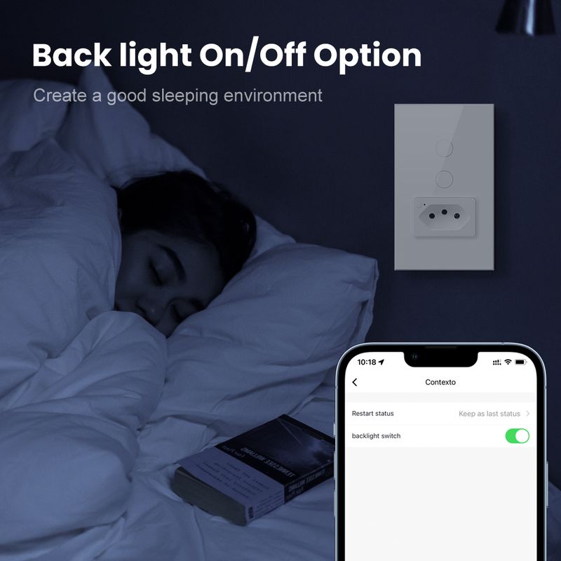 AVATTO Tuya Zigbee 3.0 Brazilská nástěnná zásuvka, dotykový senzor, přerušovač, chytrý vypínač, funguje s Google Home/Alexa_voghion.com