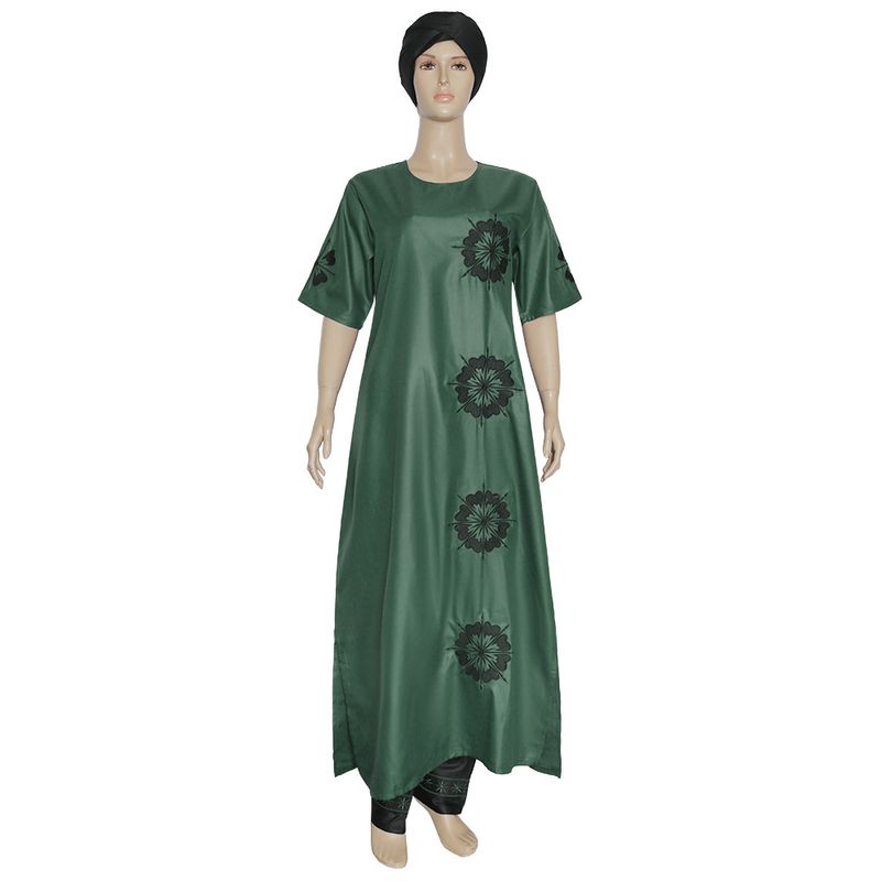 Completo due pezzi Verve a maniche corte in tessuto opaco con foulard, abito lungo musulmano, taglie forti, da donna_voghion.com