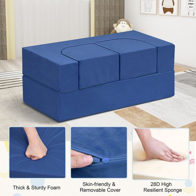 4PCS Modular Kids Play Couch Filled With 100% 28D Sponge,Toddler Nugget Convertible Couch_voghion.com