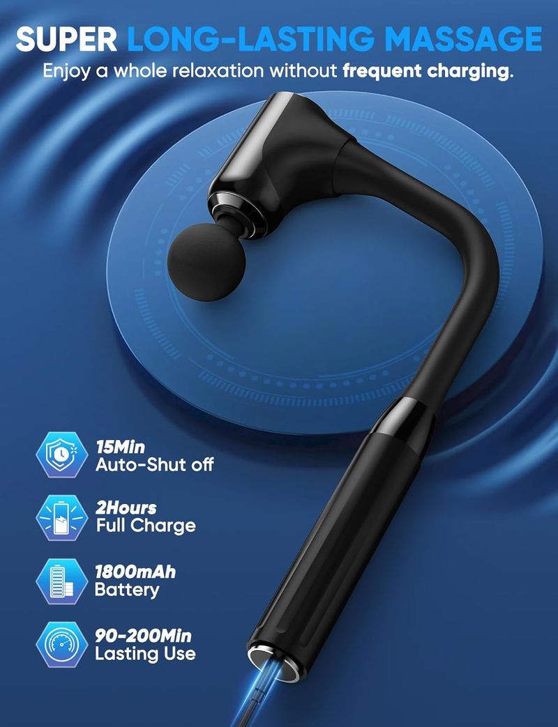 Massage Gun - Back Massager For Pain Relief Deep Tissue With Extended Handle, 12MM Percussion Less-Shock_voghion.com