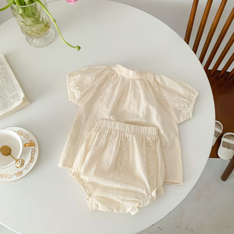 Shorts meisjes zomer 2024 nieuwe baby Koreaanse editie Sweetheart Creeper-set met korte mouwen_voghion.com