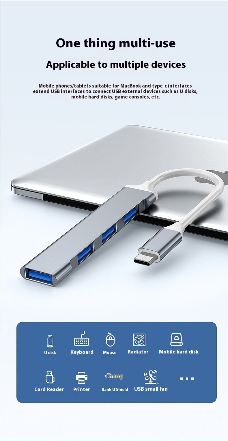 HXSJ TYPE-C USB Splitter 3.0 1-4 laptop, több interfész, nagy sebességű bővítés elosztóval_voghion.com