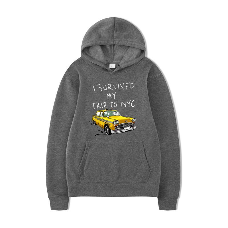 Felpa con cappuccio unisex con stampa di lettere divertenti con omino di carta alla guida e fuga, autunno inverno_voghion.com