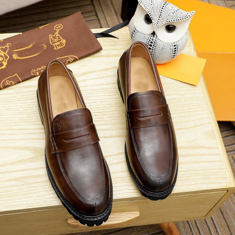 Leder für Herren, Herbst Low Cut Echtleder Modetrend Vielseitige Bean, Schwarz Wasserdicht Britischen Stil Herren_voghion.com