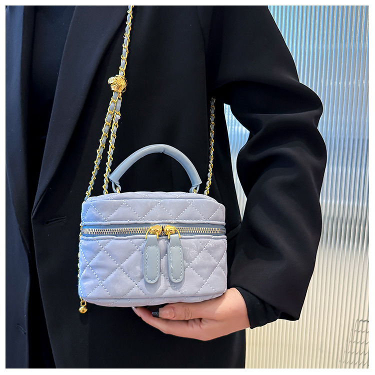 2024 Nuovo Mini portatile da donna a spalla singola Crossbody Rossetto PU Versatile Lingge Piccola borsa a catena profumata_voghion.com