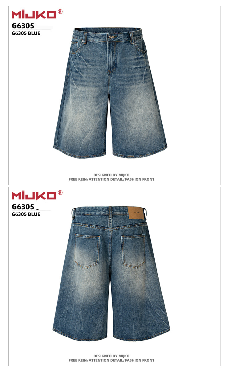 Herrenbekleidung Washed Old Jeans High Street Texture Design Multi Size Shorts_voghion.com