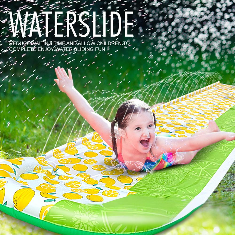 Kids Water Slide With Splash Board Giant Lemon PVC Outdoor Slip Slide For Backyard Durable Yellow Water Play Slide For Children's Summer Fun_voghion.com