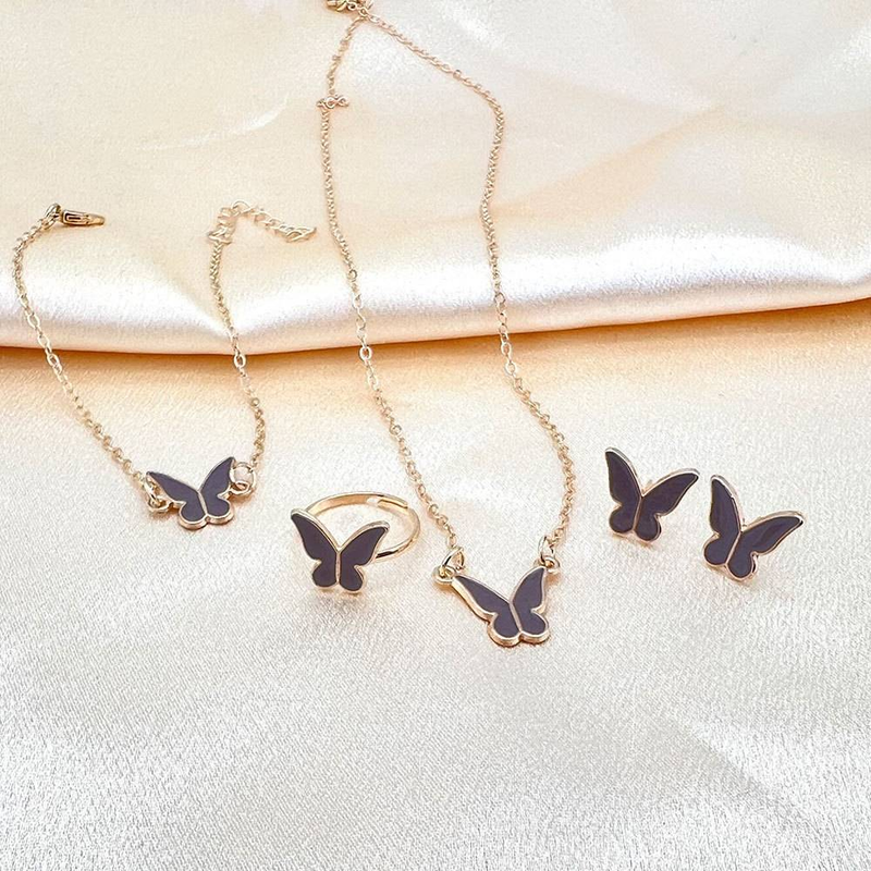 Collane La collana con farfalla smaltata bianca è squisita, semplice e versatile, moda di nicchia, catena per clavicola di alta gamma, set di collane per temperamento_voghion.com