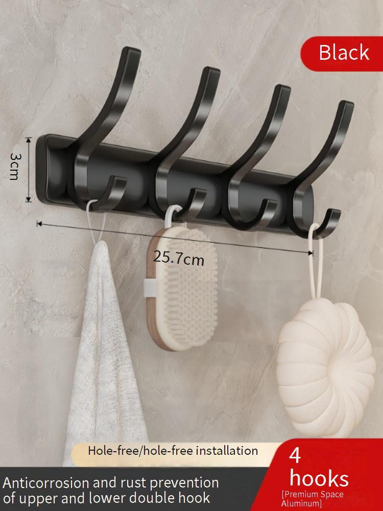 Robuste selbstklebende Haken aus Aluminium, ohne Bohren an der Wand zu befestigen, für Badezimmer, Küche, Tür, Schrank (3/4/5/6/7/8 Haken)_voghion.com